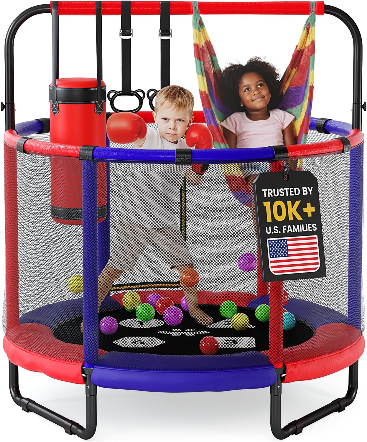 Happin 55 Trampoline for Kids with Safety Enclosure & Fun