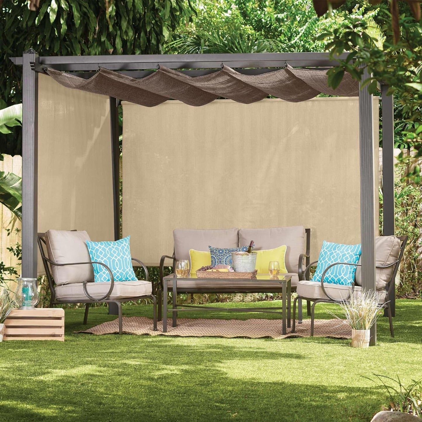 Coolaroo Outdoor Cordless Sun Blocking Roller Shade for Patios