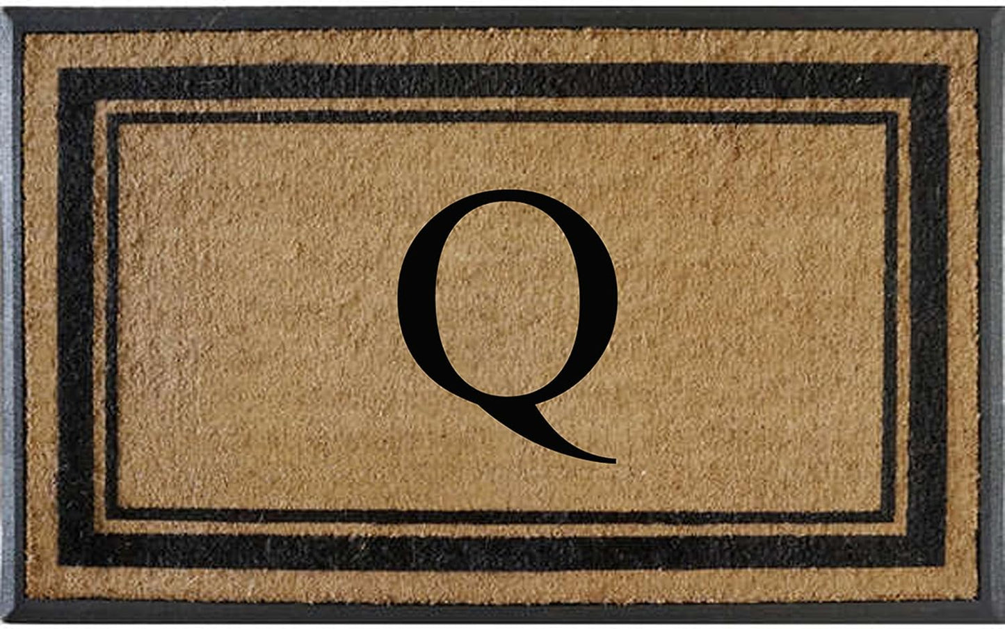 Natural Rubber & Coir Monogrammed Doormat for Front Entry