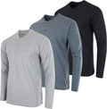 Mens Henley 3-Pack Short & Long Sleeve T-Shirts - Performance Cotton