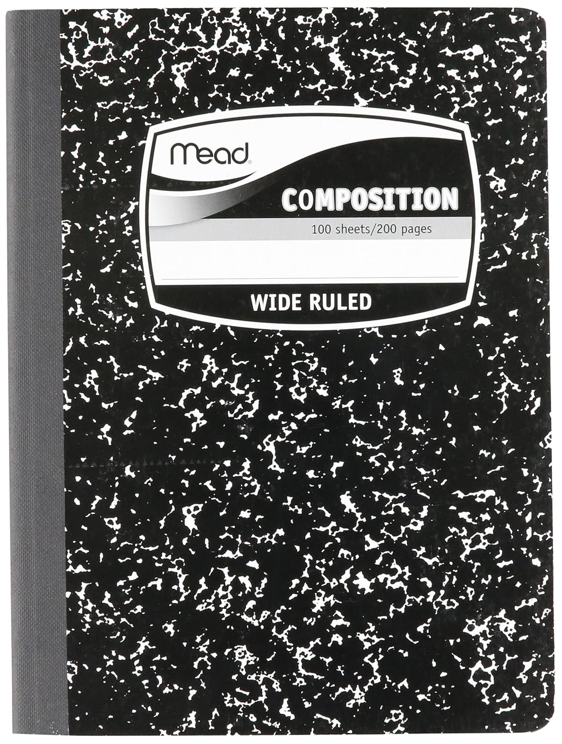 Mead Black Marble Composition Book: Wide Ruled, 100 Sheets
