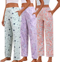 PNAEONG Pajama Pants Women 3 Pack Cotton Lounge Pants - Soft, Comfy