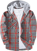 ZITY Men's Flannel Hoodie Shirt - Comfortable Casual Plaid Jacket