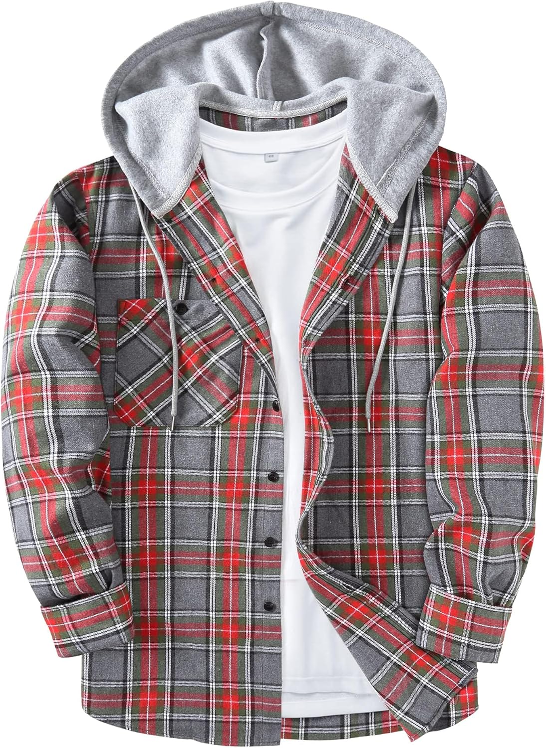 ZITY Men's Flannel Hoodie Shirt - Stylish Casual Button Down