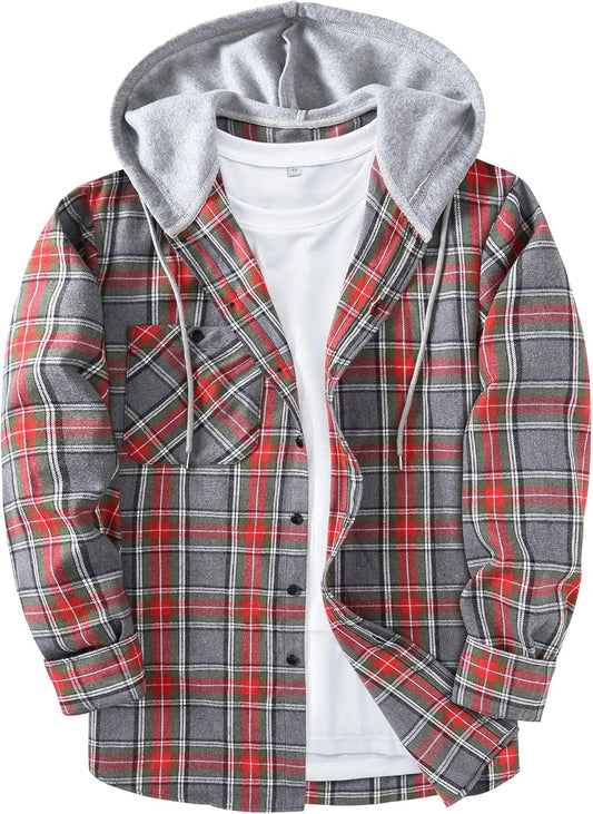 ZITY Men's Flannel Hoodie Shirt for Stylish Casual Wear