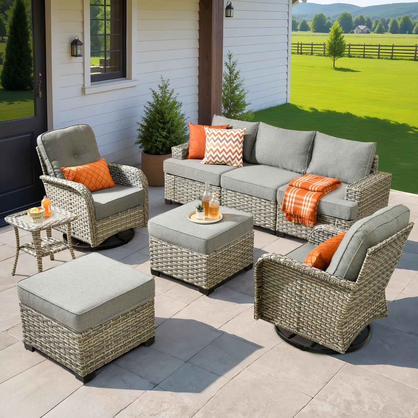 HOOOWOOO Outdoor Sectional Patio Furniture Set for Comfort