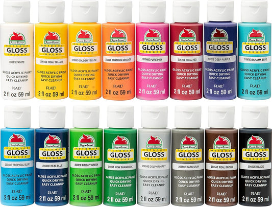 Vibrant 16-Piece Gloss Paint Set by Apple Barrel
