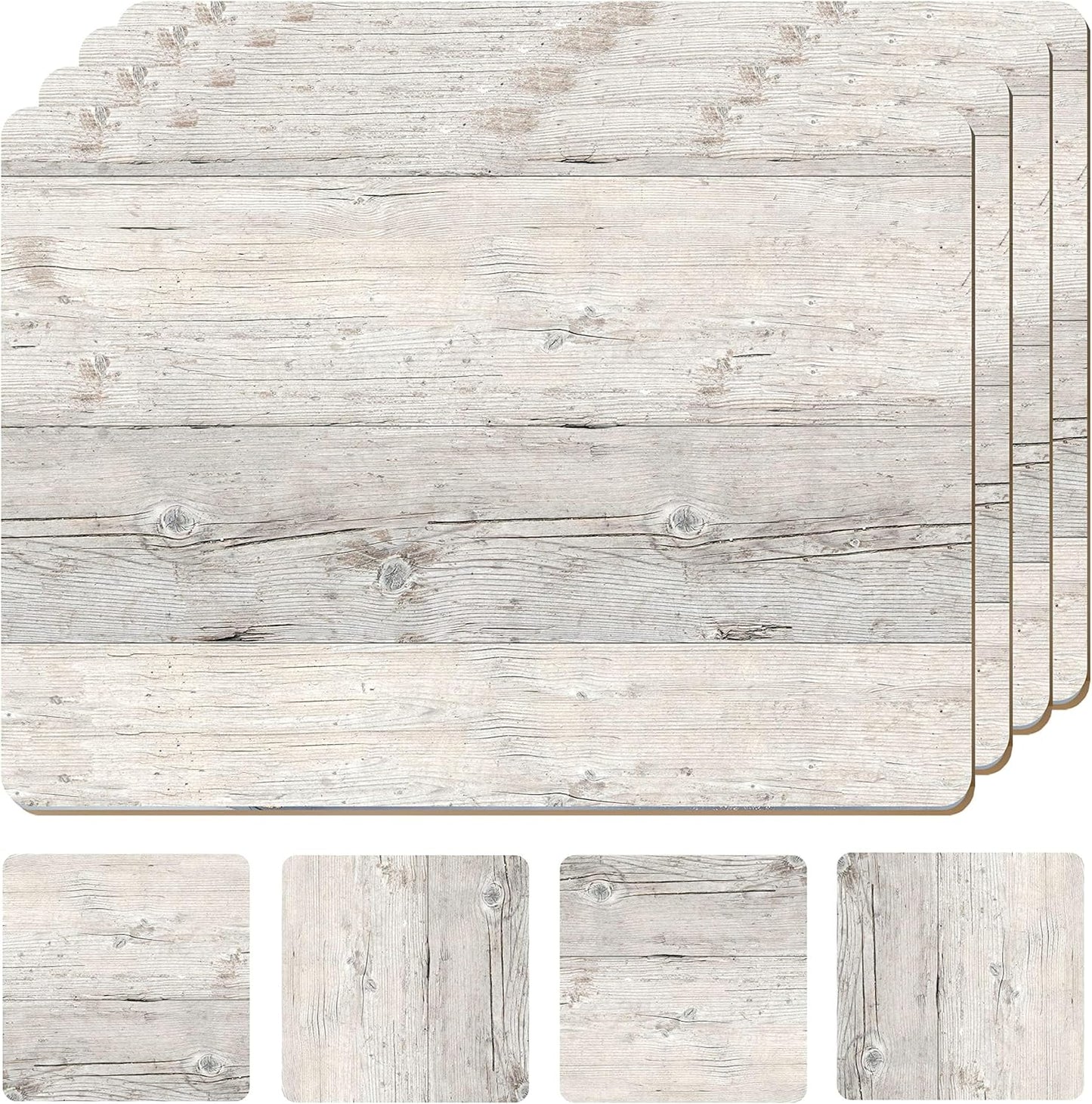 Set of 4 Heat Resistant Cork Placemats with Coasters for Dining