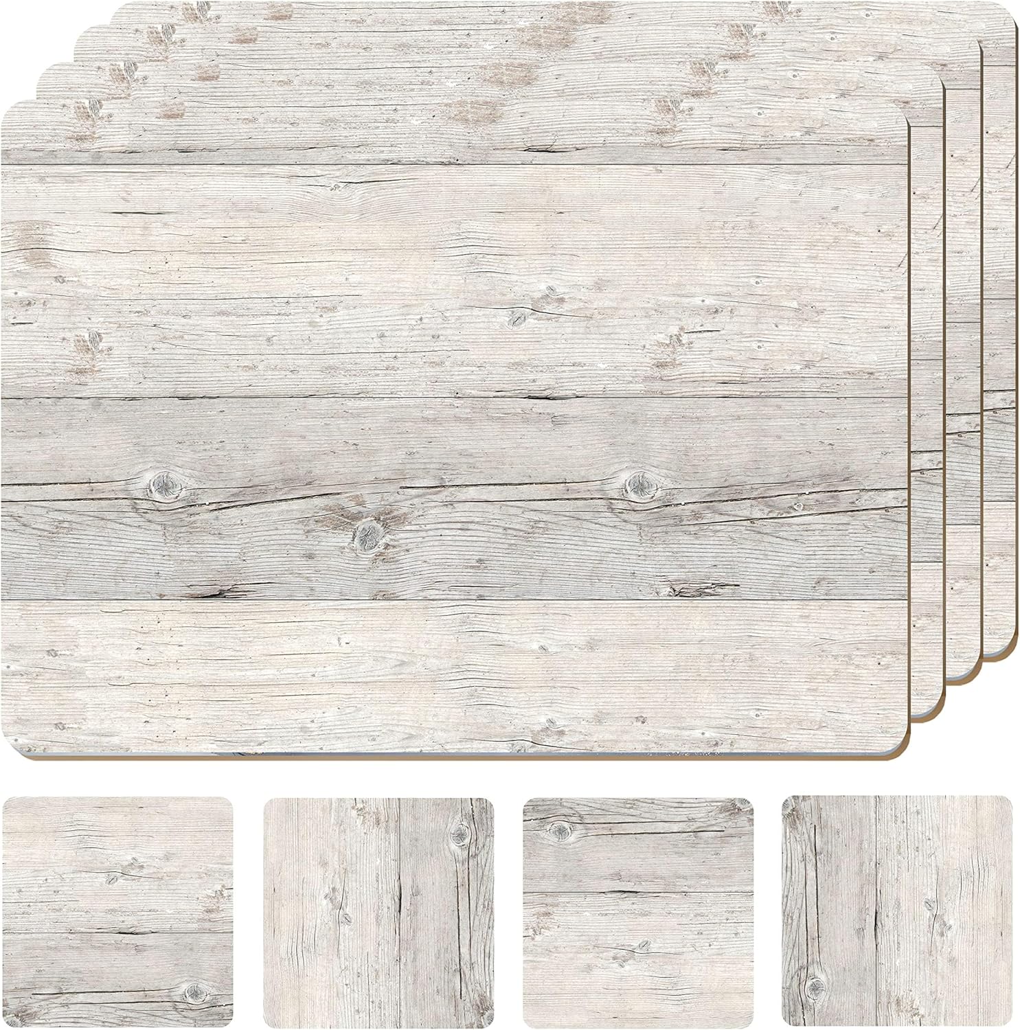 Set of 4 Heat Resistant Cork Placemats with Coasters for Dining