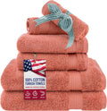 Turkish Cotton 6 Piece Towel Set Coral - Plush Hotel Quality