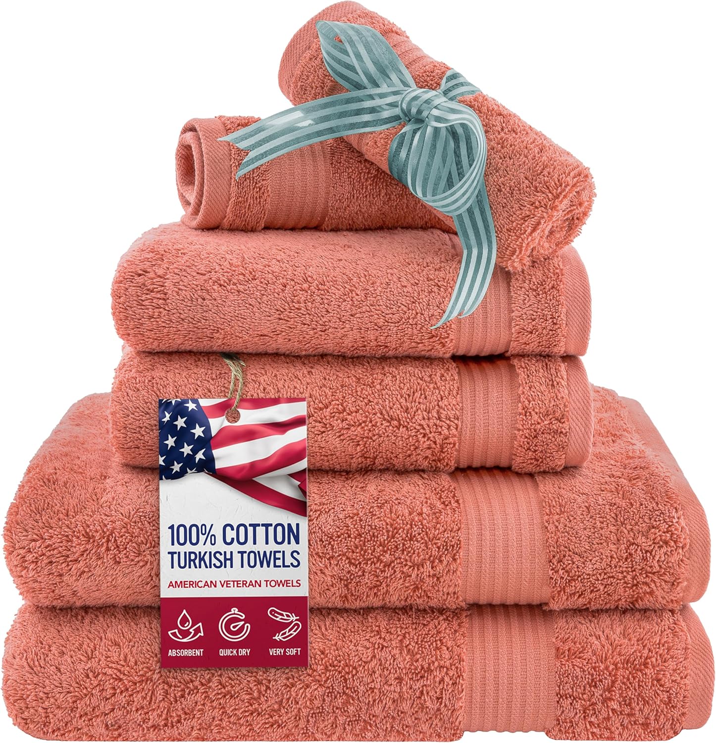 Turkish Cotton 6 Piece Towel Set for Luxurious Bathroom Use