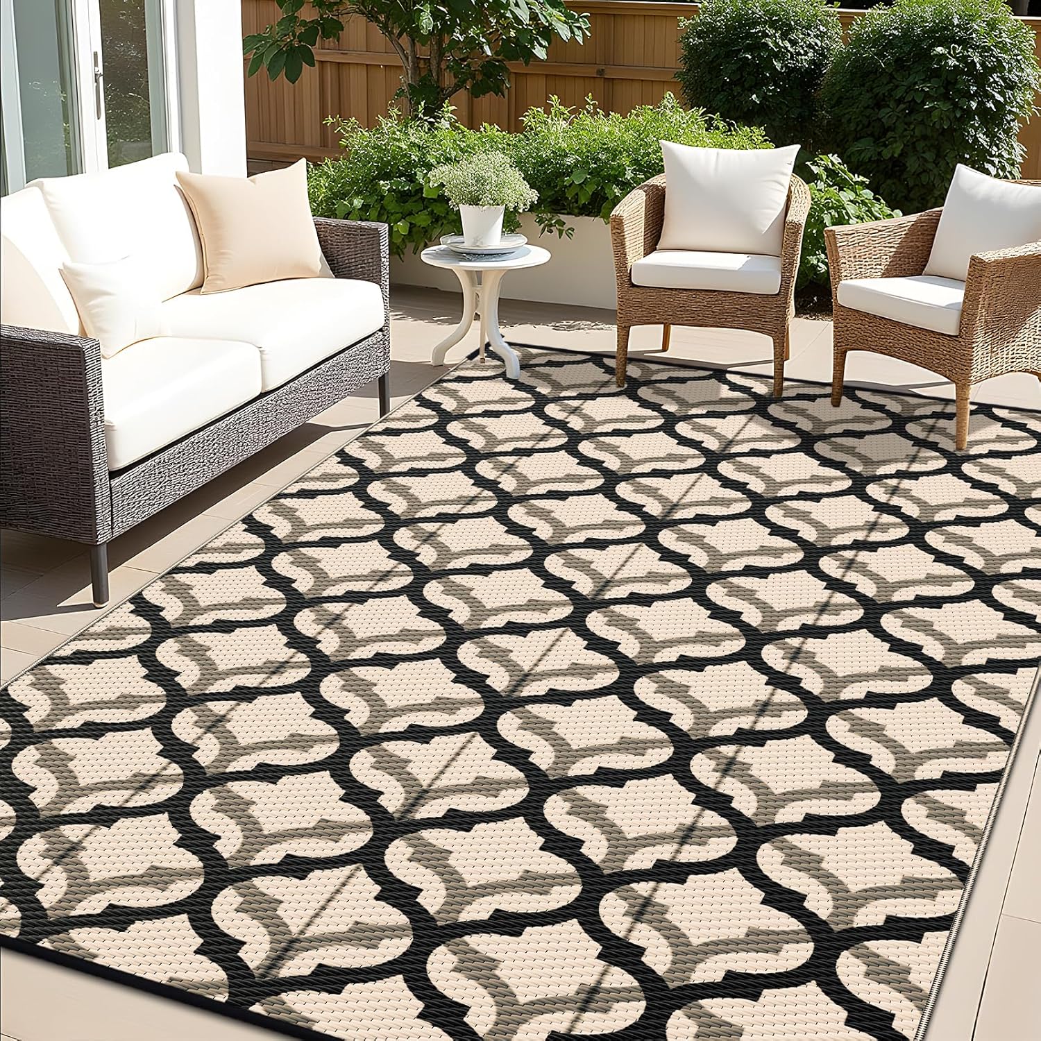 OLANLY Reversible Outdoor Rug 9x12 ft for Patio and Camping
