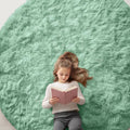 Mint Green Round Rugs for Bedroom - Machine Washable 7 ft Circle