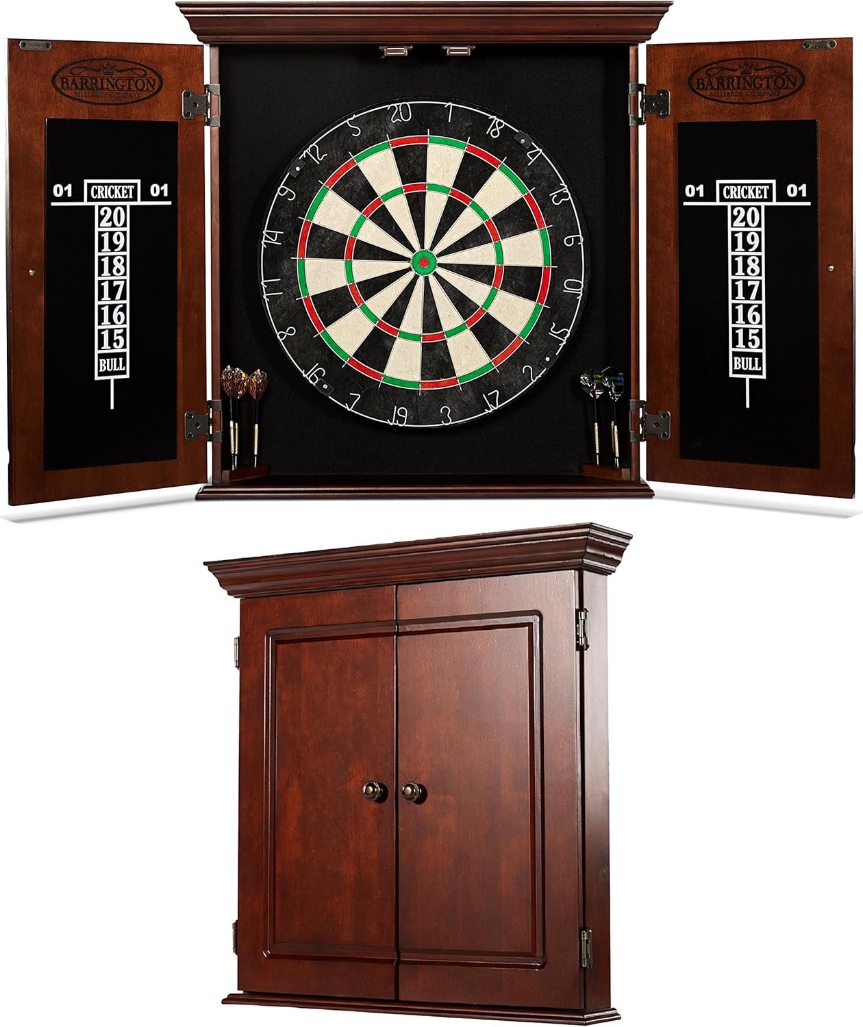 Barrington Dartboard Cabinet with 18 Bristle Dartboard Set