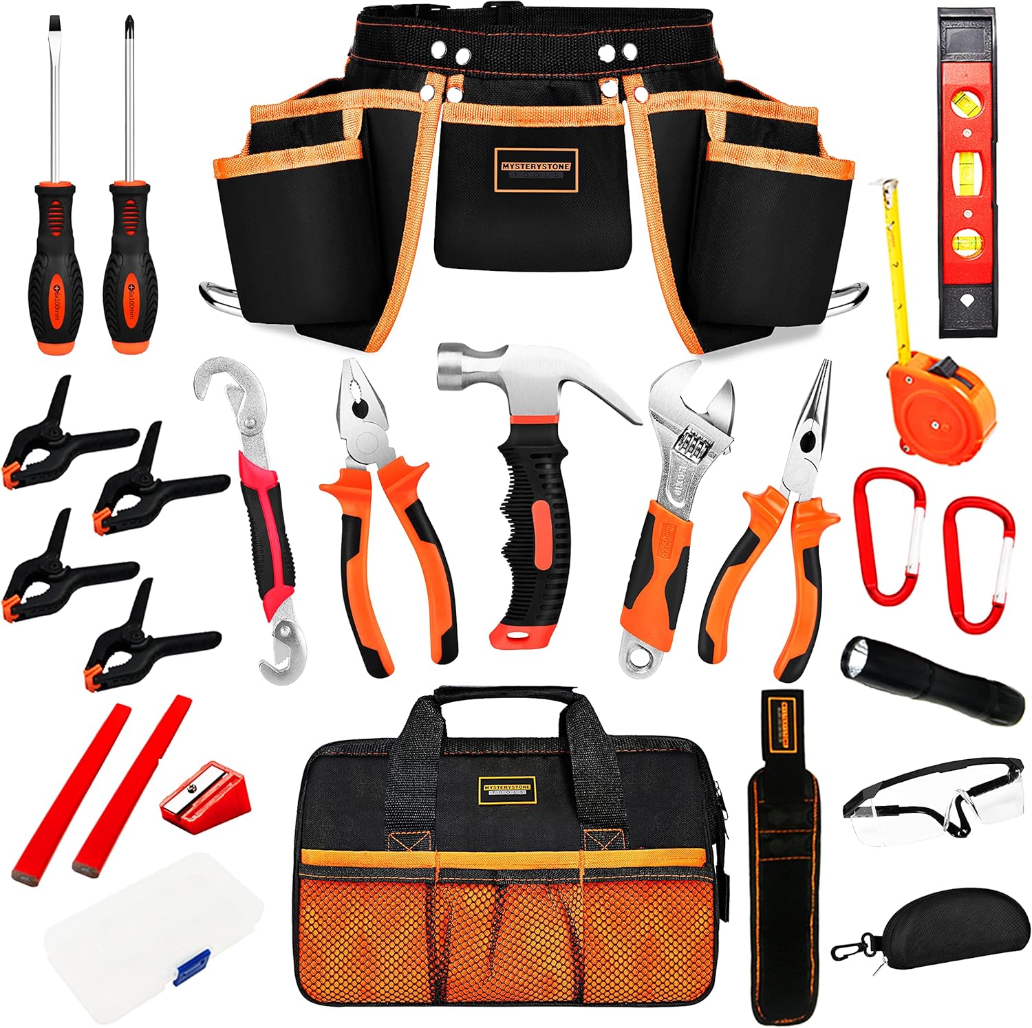 25 Pieces Kids Real Tool Kit for DIY Woodworking Projects