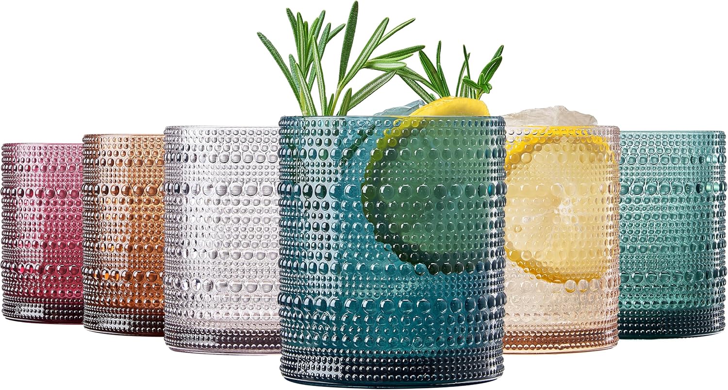 Khen Plastic Hobnail Drinking Glasses Set of 6 for All Occasions