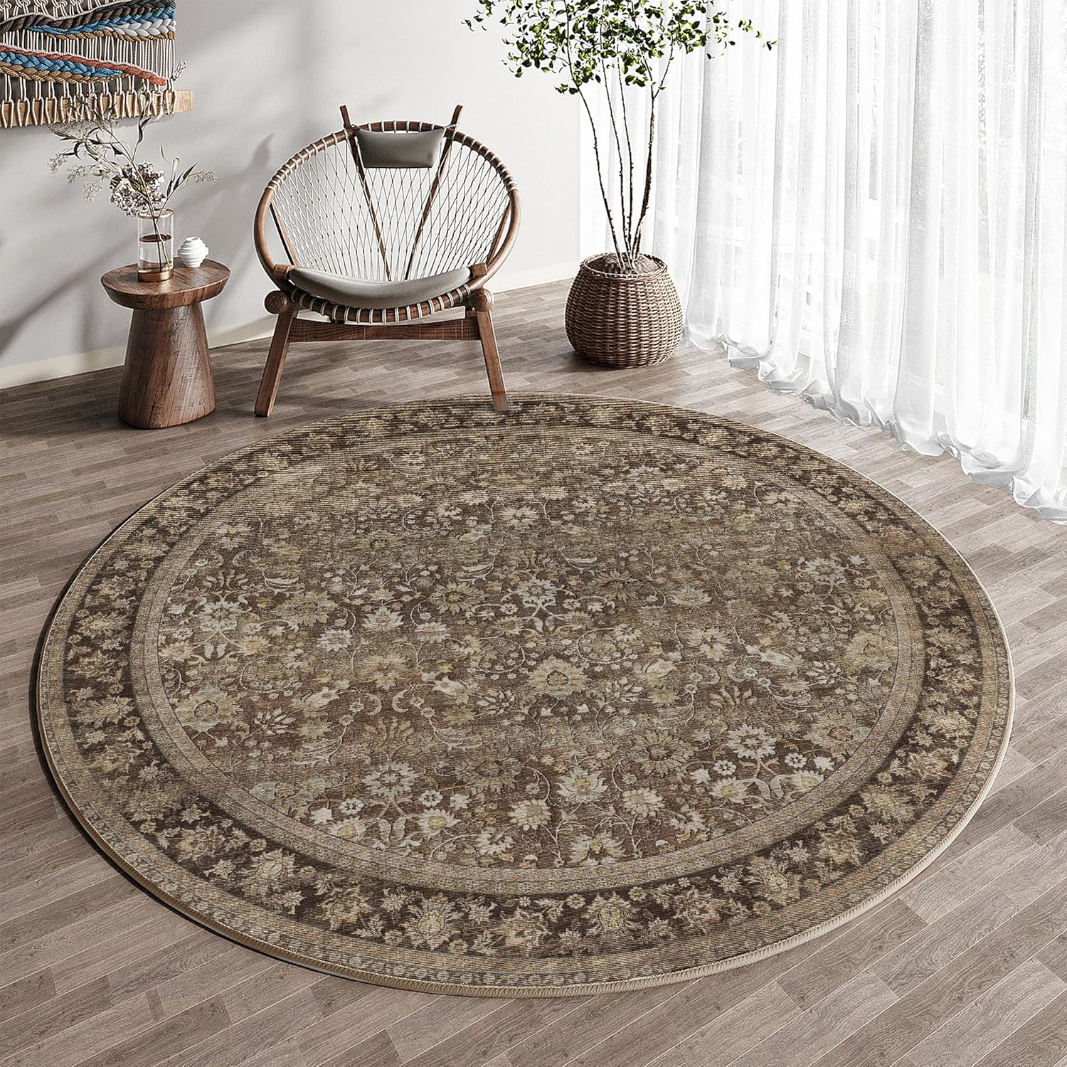 Round Rug 6ft Entryway Rugs Machine Washable for Home Decor