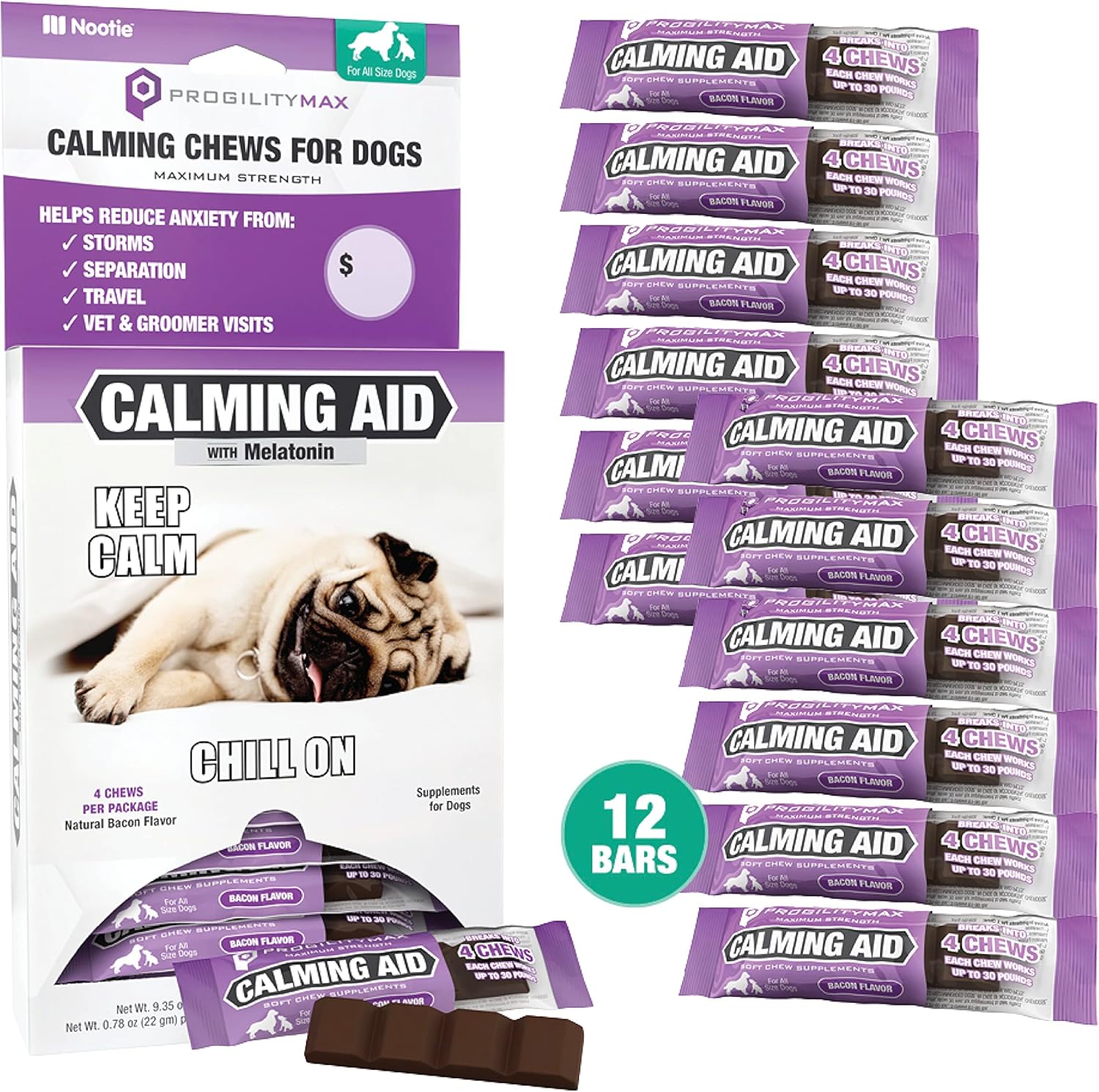 Nootie ProgilityMAX Calming Aid Chews for Dogs - Maximum Strength