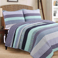 Cozy Line 100% Cotton Reversible Lilac Stripe Quilt - King