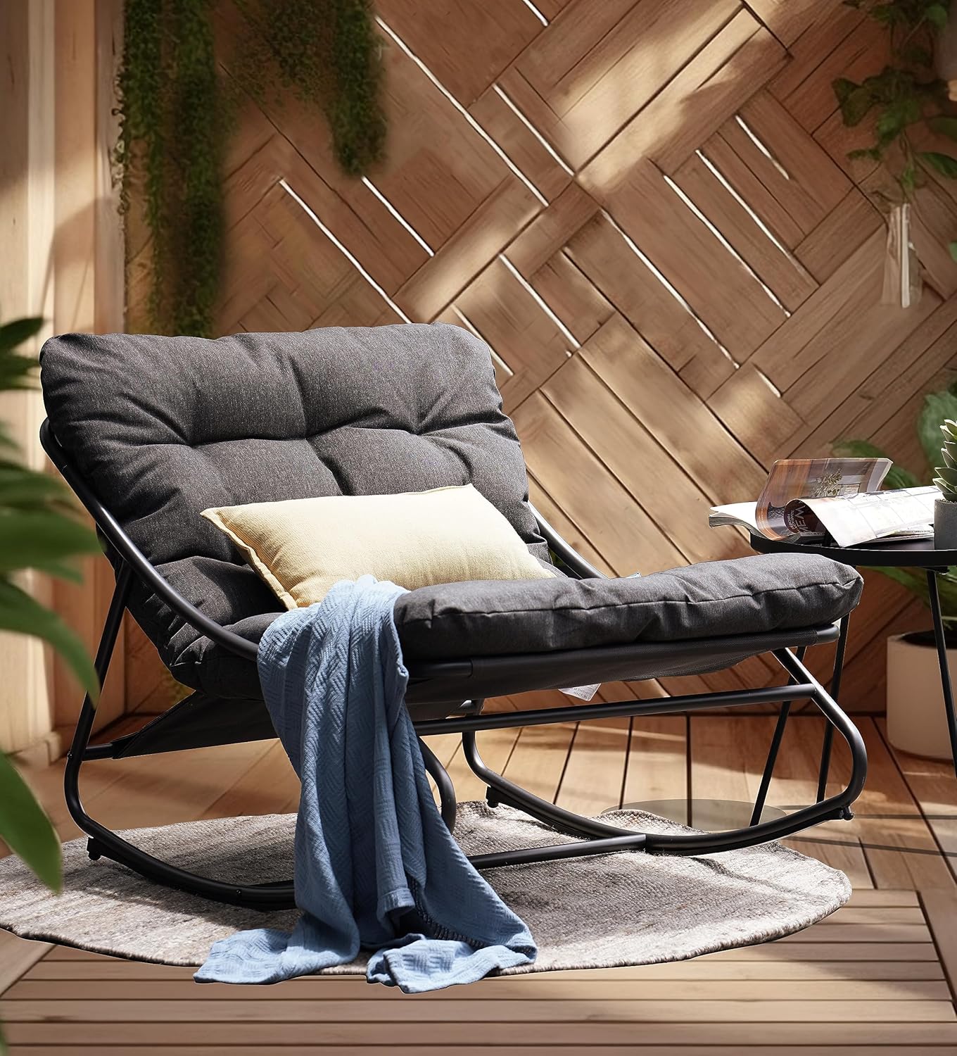 Cozy Rocking Chair with Thick Cushion