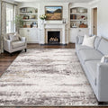8x10 Area Rug Modern Abstract Gray Beige - Washable, Low Pile