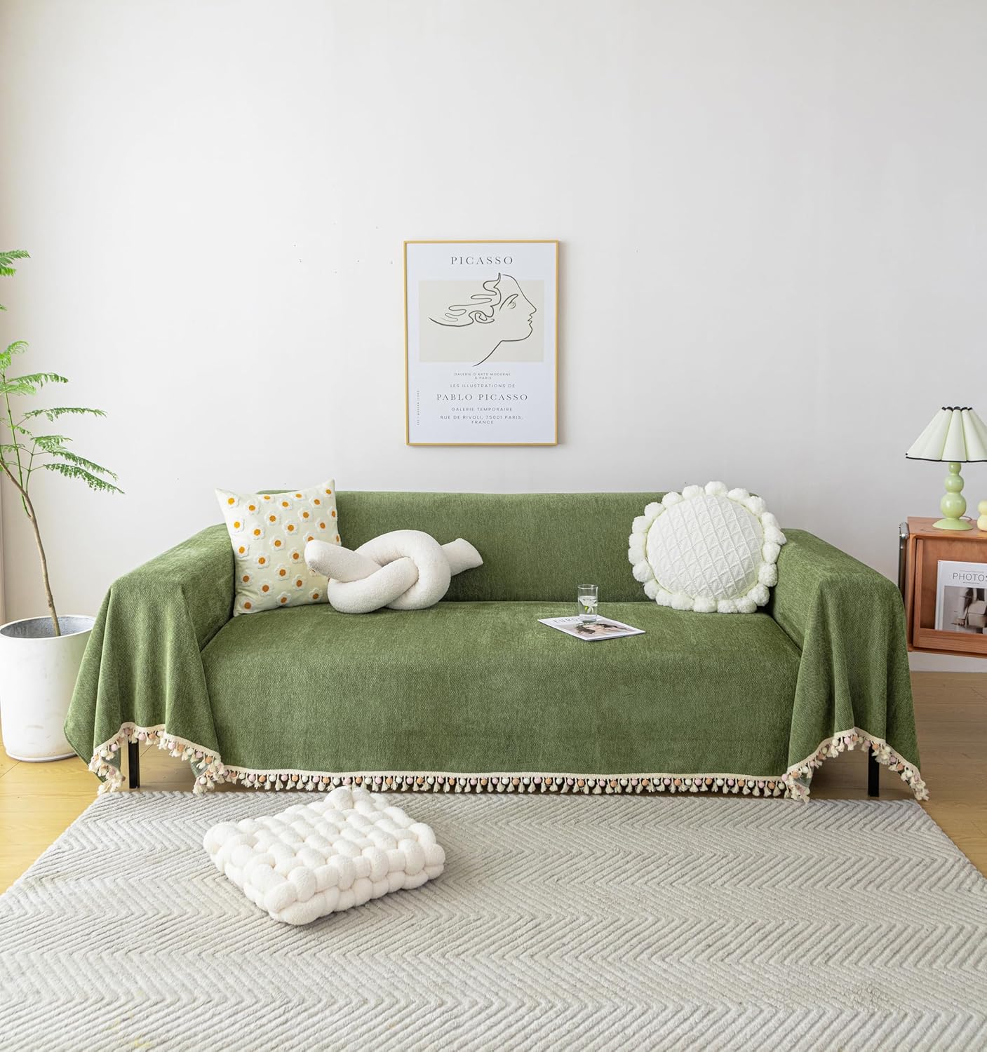 HANDONTIME Green Sofa Cover for Dogs - Vintage Couch Cover