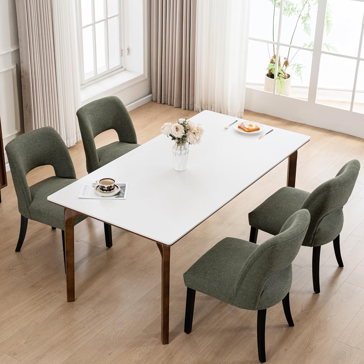 VKNOW Wooden Dining Chairs Set of 4 for Modern Dining Rooms