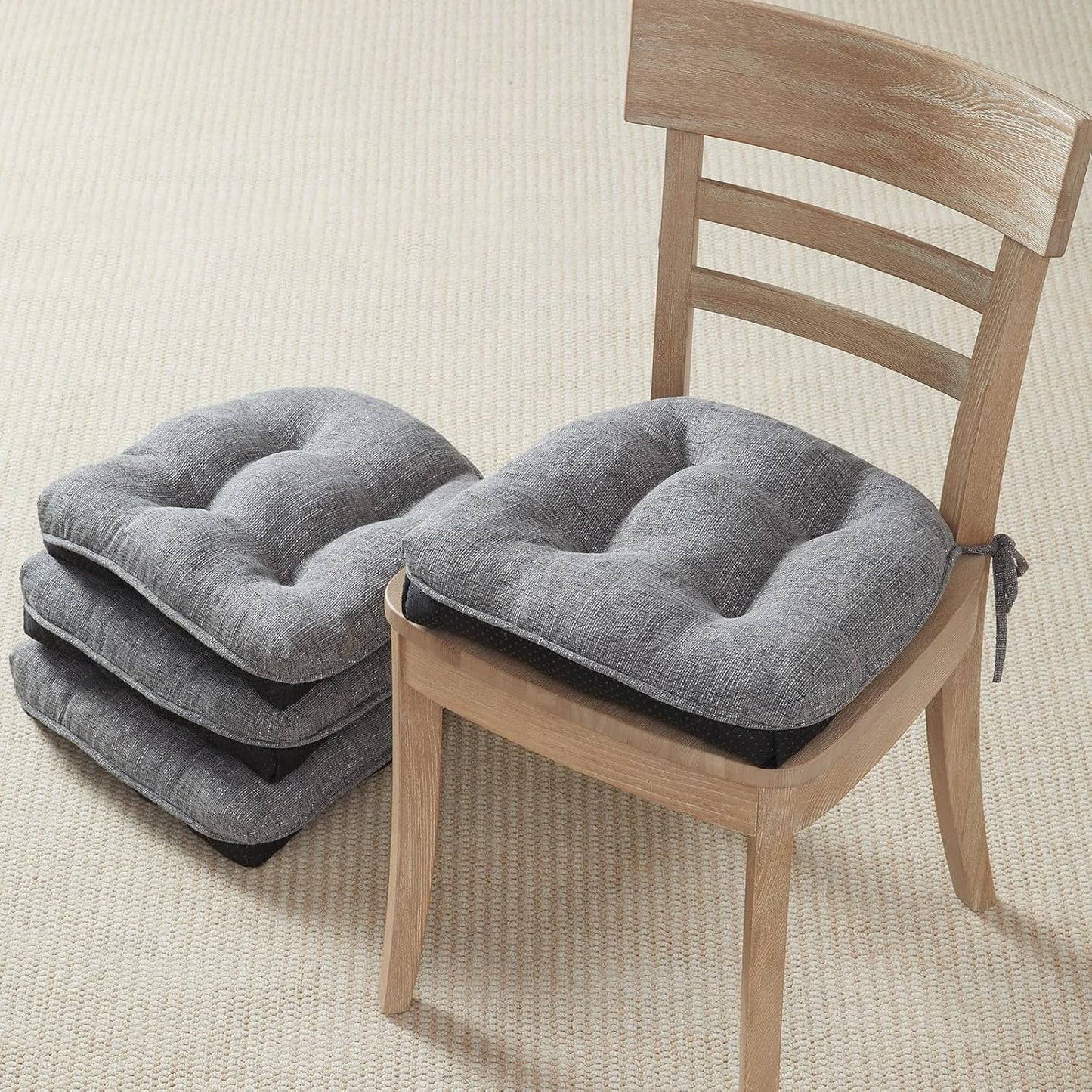 Soft Tufted Memory Foam Kitchen Chair Cushions Set of 4