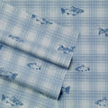 Full Sheets Cotton Percale Bedding Set - Crisp & Cool Methow Plaid