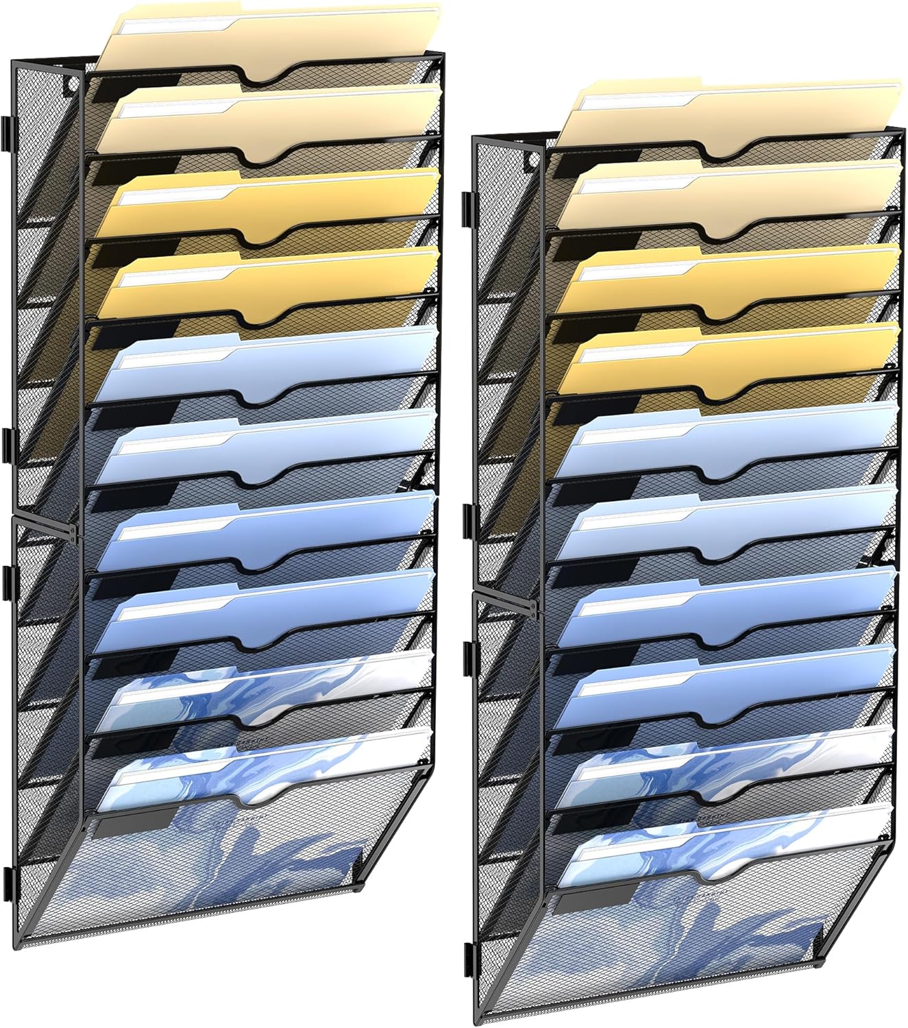 DALTACK Wall File Organizer - 10 Tier Hanging File Storage Solution