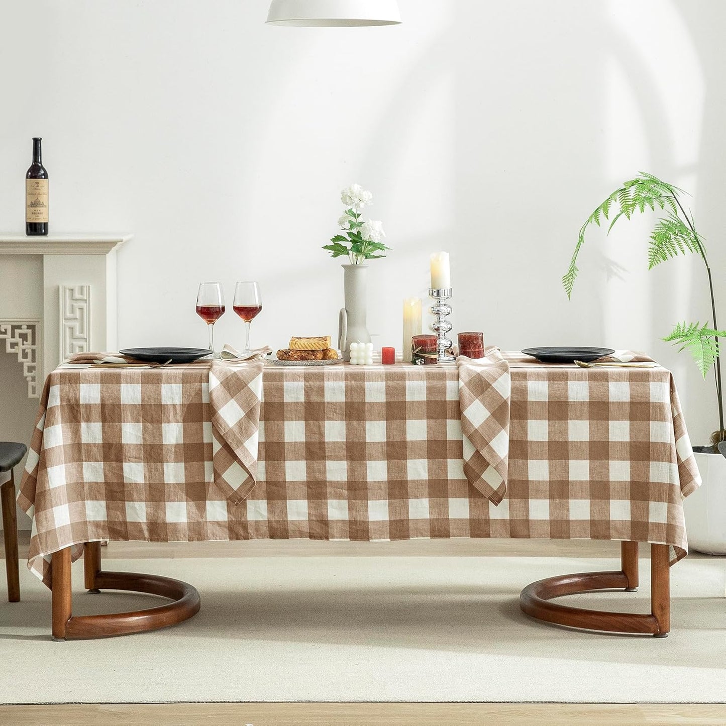 EVERLY 100% Yarn-Dyed Linen Tablecloth for Elegant Dining Events