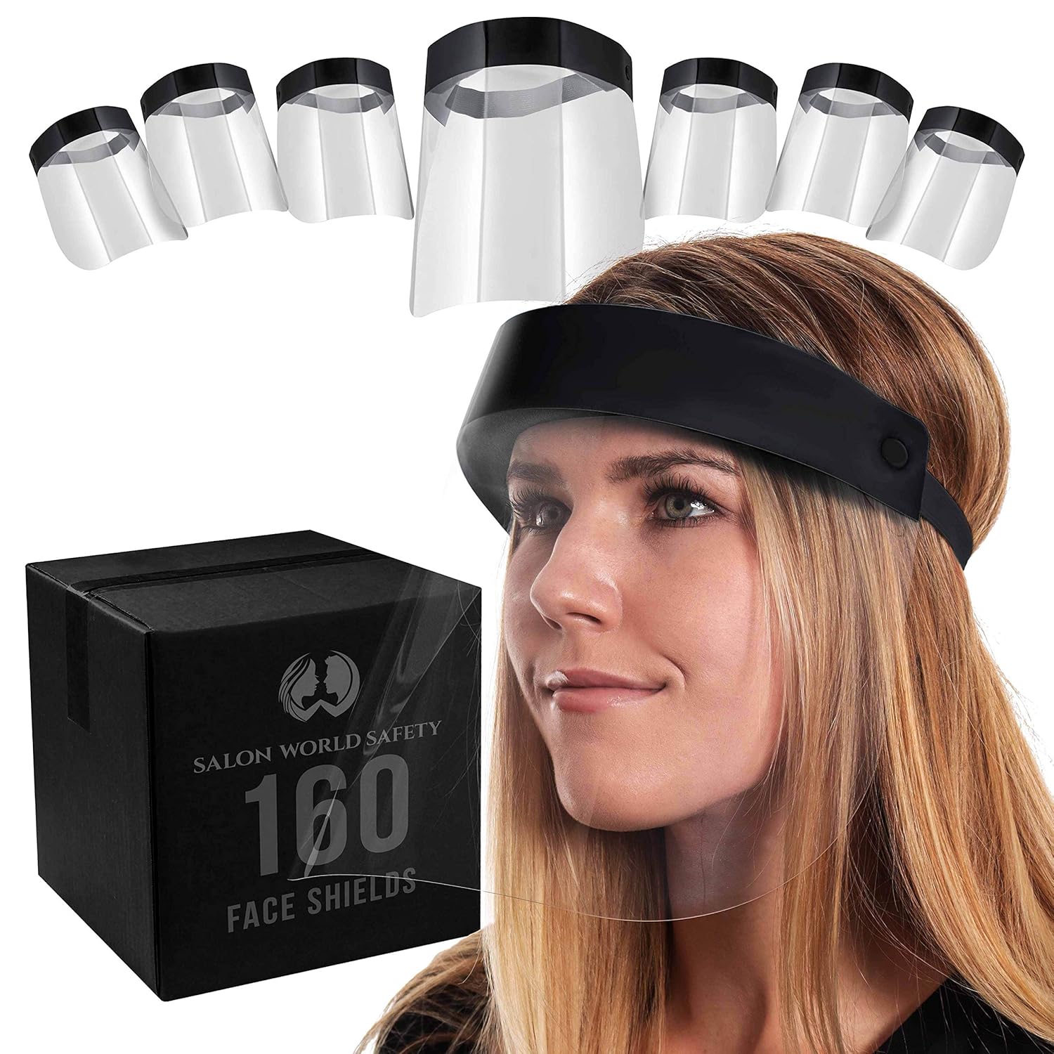 Salon World Safety 160 Black Face Shields for Full Protection