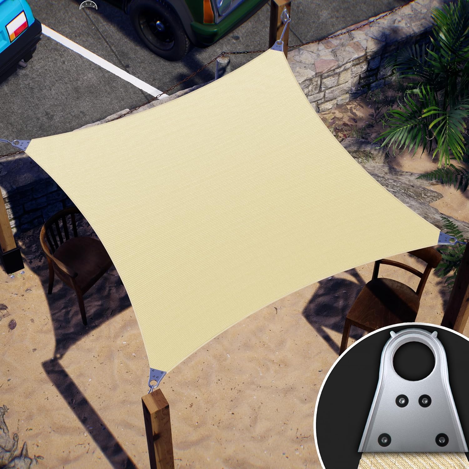 ColourTree Super Ring 8ft x 23ft Beige Sun Shade Sail Canopy