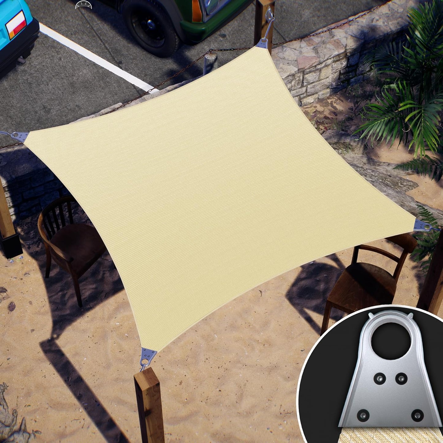 ColourTree Super Ring 9ft x 37ft Beige Customized Sun Shade Sail