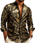 Men's Disco Dress Shirt Paisley Floral Metallic Button-Down - Stand