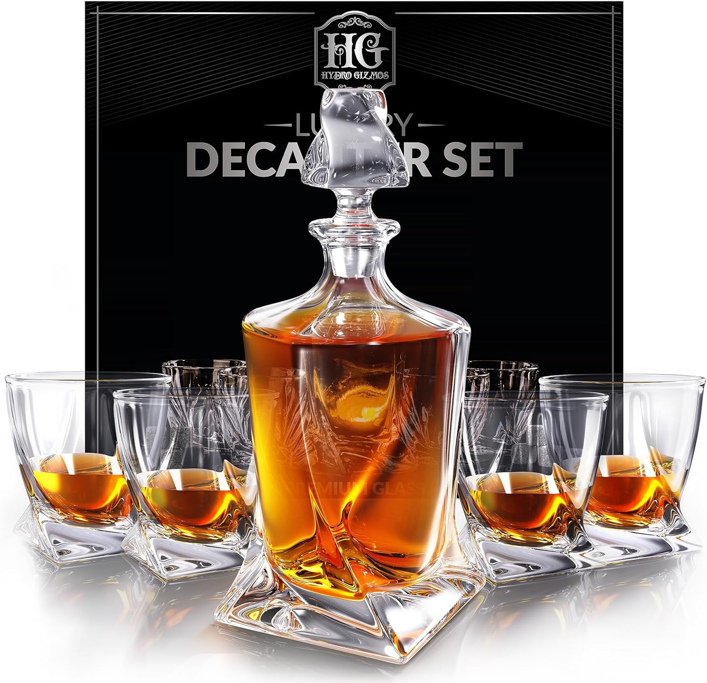 Whiskey Decanter Set for Men by Hydro Gizmos - Perfect Gift