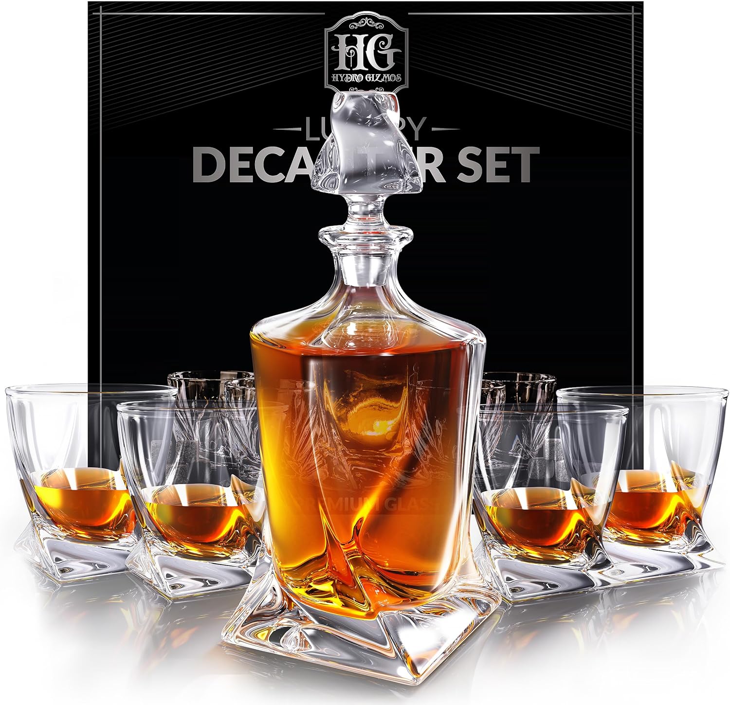 Whiskey Decanter Set for Men by Hydro Gizmos - Perfect Gift