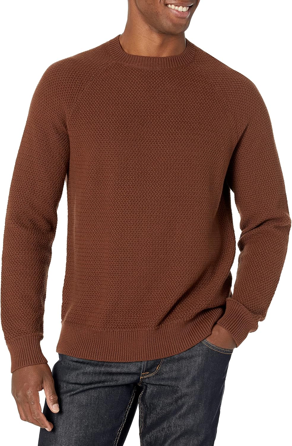 Oversized Crewneck Sweater for Men - Textured Cotton Comfort