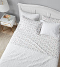 Full Sheet Set Cotton Flannel Bedding - Rosalie Grey, Full