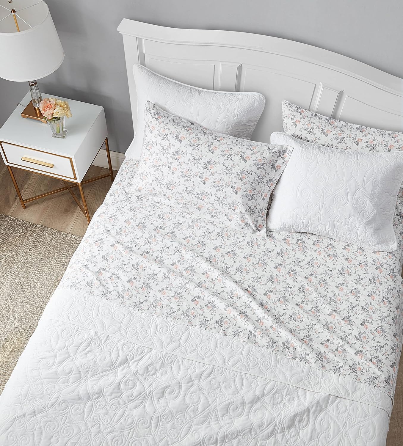 Laura Ashley Full Sheet Set in Rosalie Grey for Cozy Comfort