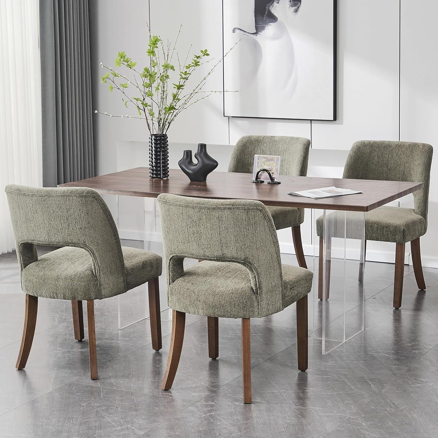 VKNOW Wooden Dining Chairs Set of 4 for Modern Dining Rooms