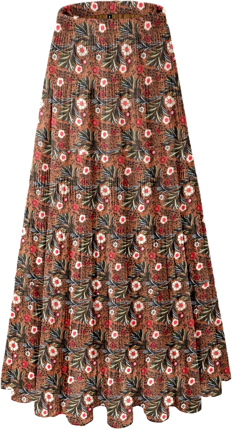 Women's Chiffon White Flowy Maxi Skirts for Boho Fall Style