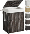 Laundry Hamper with Lid 23.8 Gallon - Compact Rattan-Style Laundry