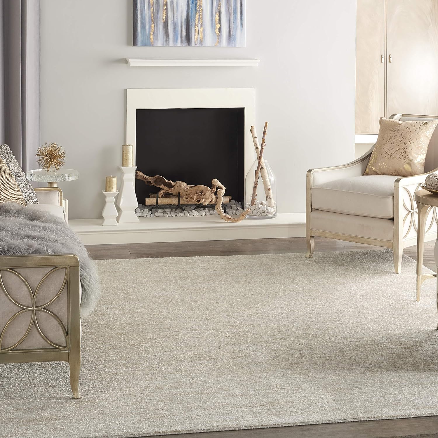 Nourison Essentials Indoor/Outdoor Ivory Beige Area Rug 7ft x 10ft