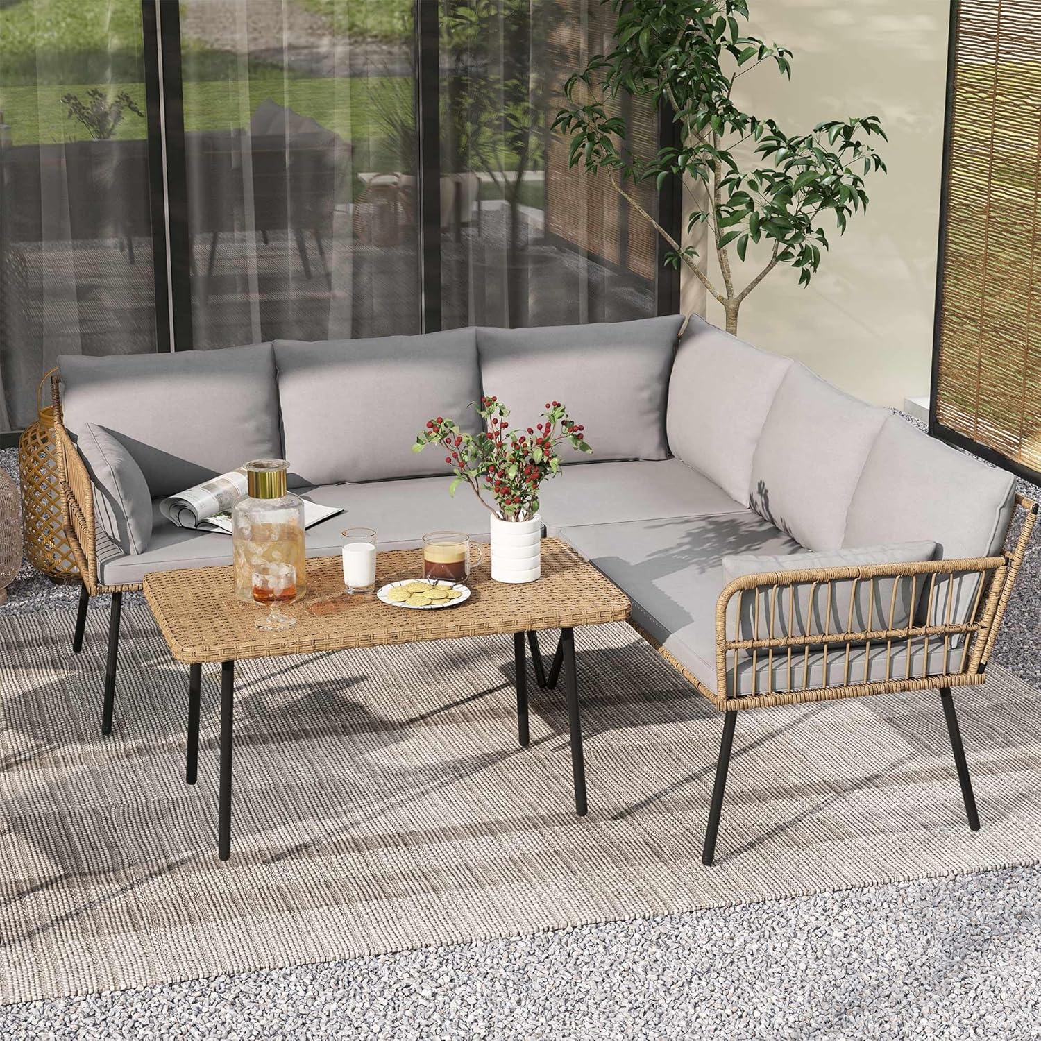 DWVO 4-Piece Outdoor Sectional Sofa Set for Stylish Patios