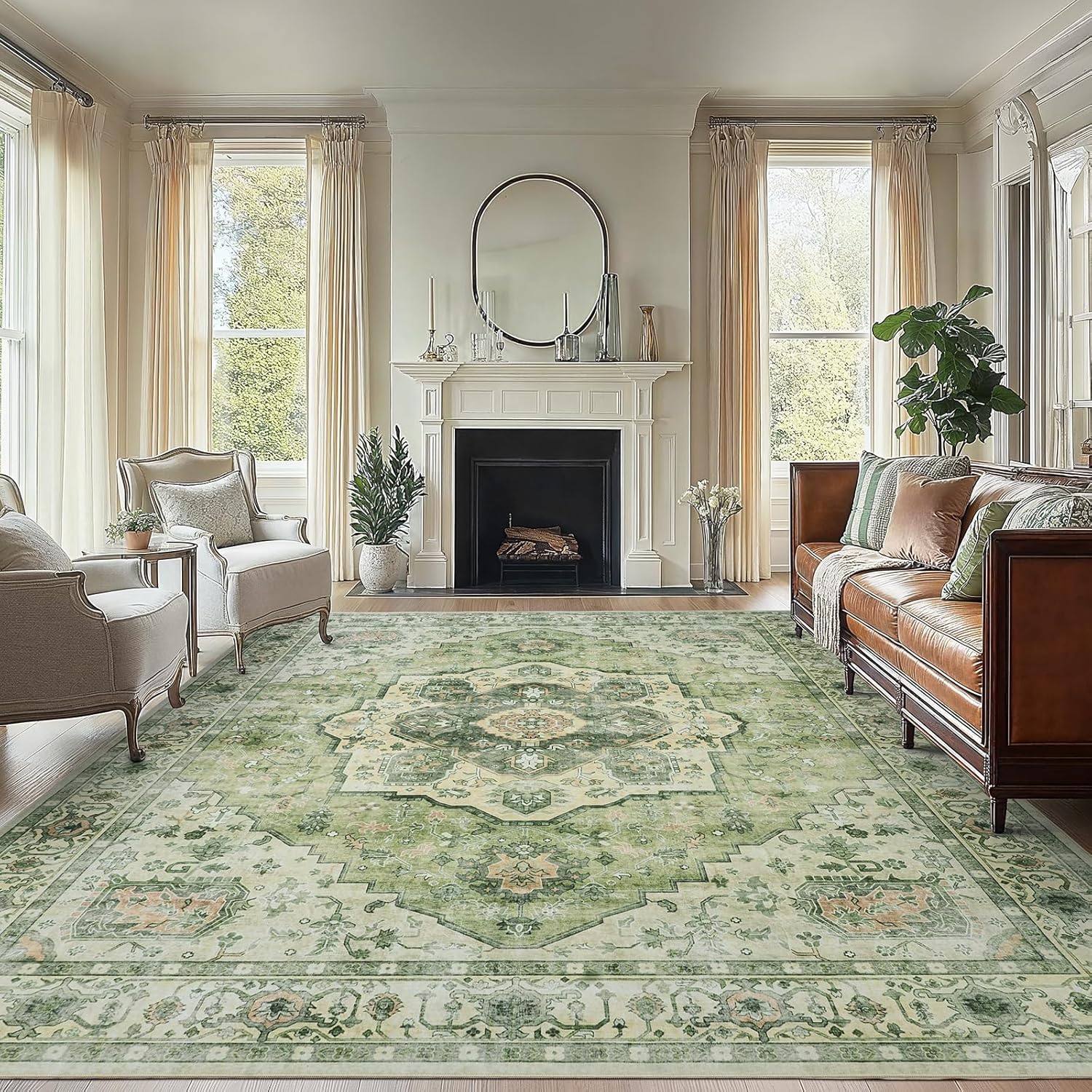 8x10 Area Rug with Non-Slip Backing for Living Room Style