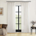Neutral Pinch Pleated 86 in Curtains Semi Sheer Linen Blended
