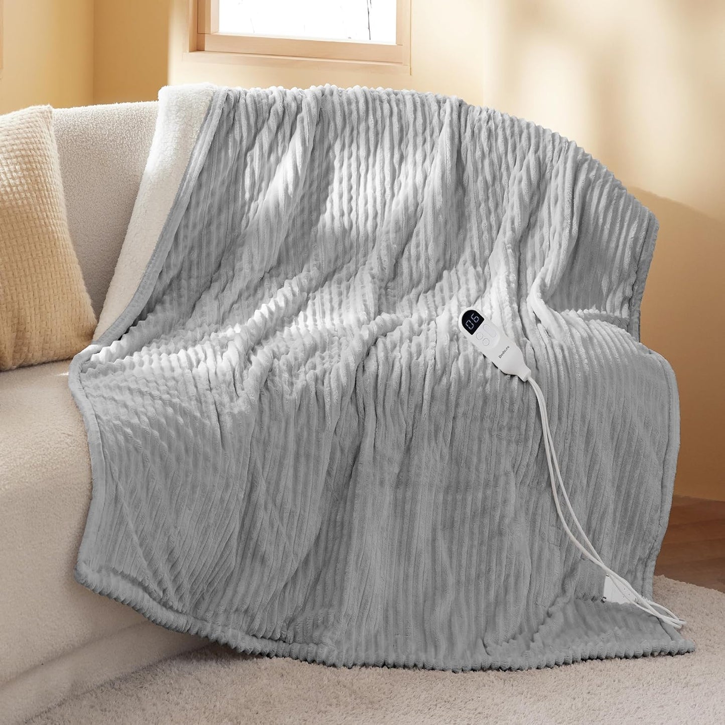Bedsure Cozy Heated Blanket - 6 Heat Settings & Auto Shut Off