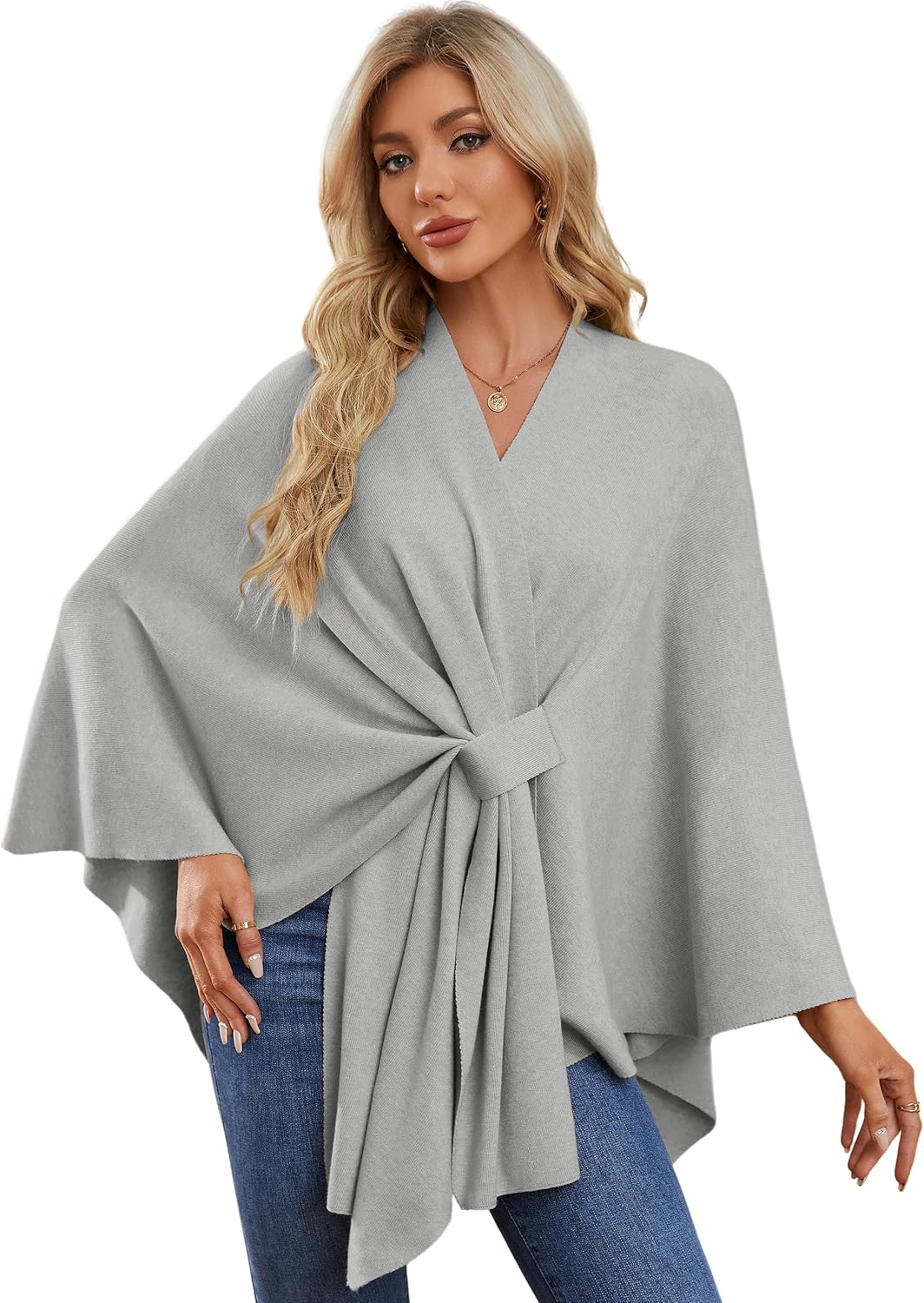 Elegant Shawl Wraps for Women - Soft Open Front Poncho Sweater