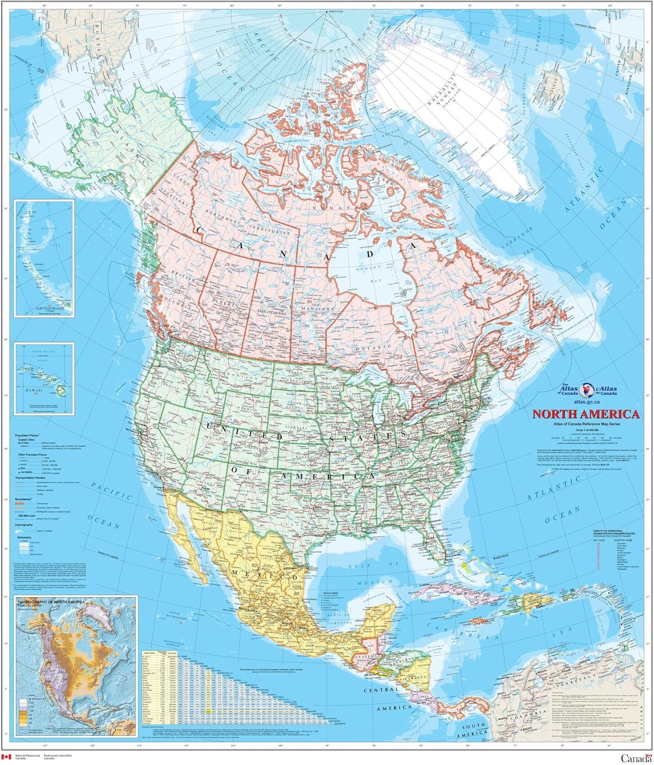 North America Wall Map - Detailed Atlas of Canada on Canvas